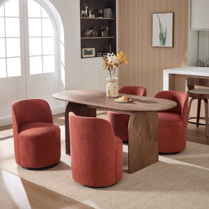 English Elm Set Swivel Barrel Accent Chair Armless Linen Upholstered Compact Seat for Dining Vanity Bedroom Orange W3244P454057
