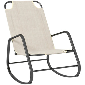 English Elm Relaxing Sling Fabric Outdoor Rocking Chair with Steel Frame for Porch or Poolside Deck T3971P445266