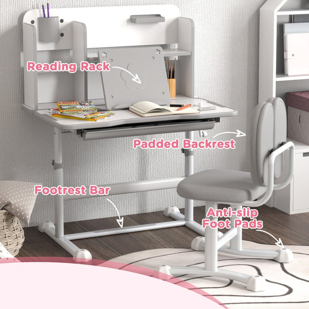 English Elm Qaba Kids Desk And Chair Set - Ergonomic, Adjustable Study Space With Storage, Tilt Desktop For Comfort W2225P229580-GIGA