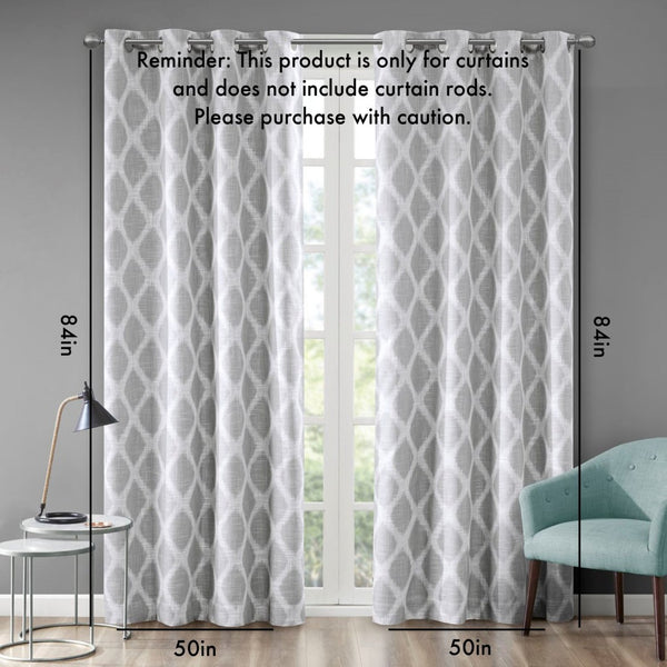English Elm Printed Ikat Blackout Curtain Panel - Chic Grey Design For Light Control, Noise Reduction & Energy Savings B03599798-GIGA