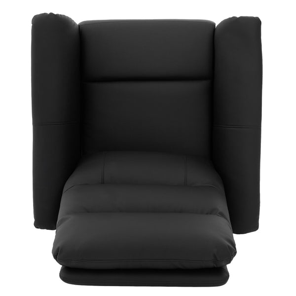 English Elm Manual Recliner Swivel Rocker Boucle Chair with 8-point Massage for Nursery or Living Room Black N763P363763B