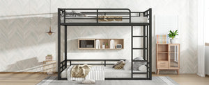 English Elm Metal Full-Over-Full Bunk Bed Frame - Heavy-Duty, Noise-Reduced Design For Kids And Adults In Black W1580S00158