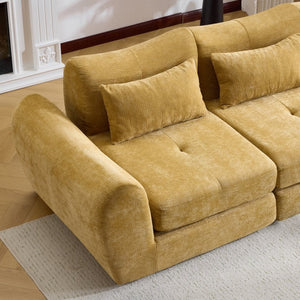 English Elm Modular Cloud Sectional Sofa Bed with Flannelette Upholstery for Flexible Living Yellow W1829S00077