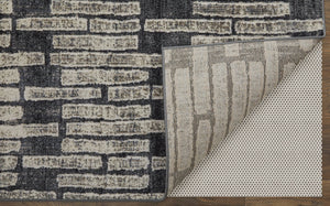 Feizy Rugs Kano Low Pile Geometric Rug - Distressed Polypropylene Blend, Stain & Fade Resistant, Versatile Style Gray,Black,Ivory Polypropylene,Polyester 86439lkfchl000g10