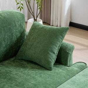English Elm 103.15'' Chenille L-shaped Sectional Sofa with Detachable Pleated Skirt and Ottoman Green W3612S00046