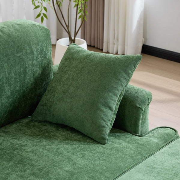 English Elm 103.15'' Chenille L-shaped Sectional Sofa with Detachable Pleated Skirt and Ottoman Green W3612S00046