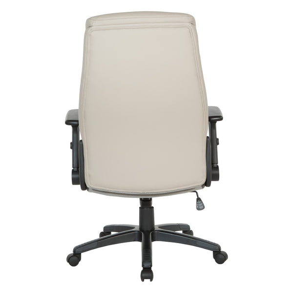 OSP Home Furnishings Exec Bonded Leather High Back Office Chair with Lumbar Support and Ergonomic Tilt Taupe EC90200-EC21