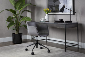 Sunpan Owen Office Chair - Modern Urban Design in Town Grey Faux Leather with Easy Mobility Castors