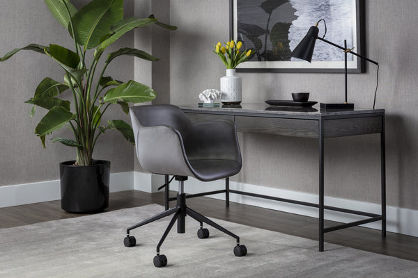 Sunpan Owen Office Chair - Modern Urban Design in Town Grey Faux Leather with Easy Mobility Castors