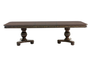 English Elm Royal Russian Hill Extendable Dining Table Double Pedestal Cherry with Gold Tipping, 44"-112" Elegant Traditional Design B011S01933