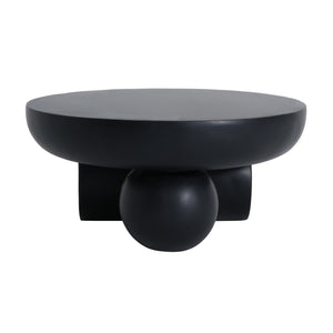 English Elm 27.5" Sculptural Round Coffee Table Hand-painted Gloss Finish for Modern Living Rooms Black N772P384682B