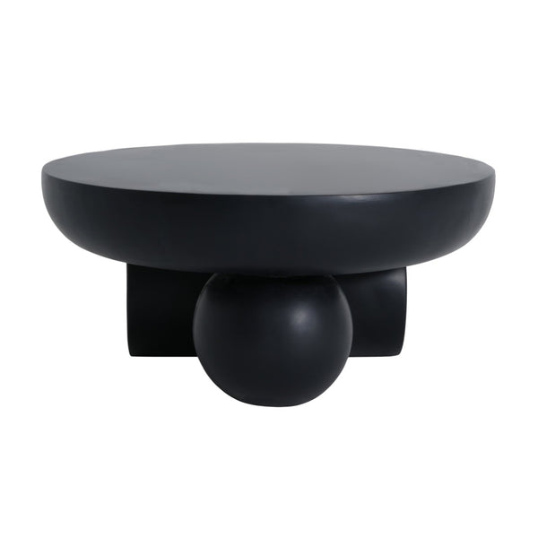 English Elm 27.5" Sculptural Round Coffee Table Hand-painted Gloss Finish for Modern Living Rooms Black N772P384682B