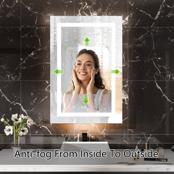 English Elm Smart Led Medicine Cabinet with Anti-fog Mirror Gfci Outlet Dimming Bathroom Storage W637P382875