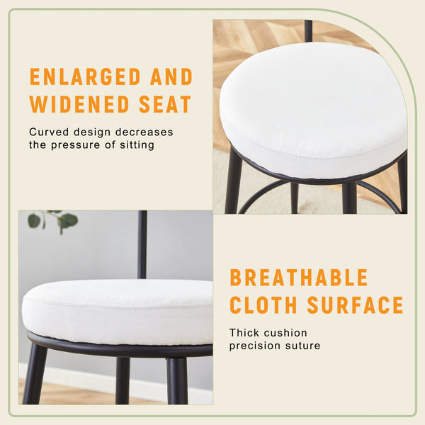 English Elm Fashionable Ergonomic Bar Chairs Set of Two with Breathable Fabric, Curved Back, Cushioned Comfort White+Black W1151P279690