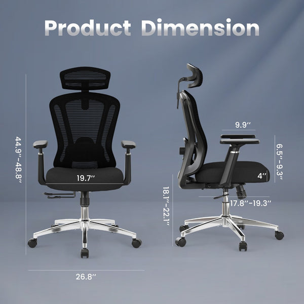 English Elm Ergonomic High Back Mesh Desk Chair with Flip up Arms and Adjustable Lumbar Support Black T3623P435558