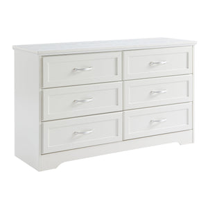 English Elm Modern Antique-Style 3-Drawer Chest with Gold Frame Knobs, Waterproof MDF, Anti-Tip Safety Design White W1668P162671