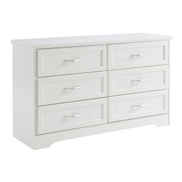 English Elm Modern Antique-Style 3-Drawer Chest with Gold Frame Knobs, Waterproof MDF, Anti-Tip Safety Design White W1668P162671