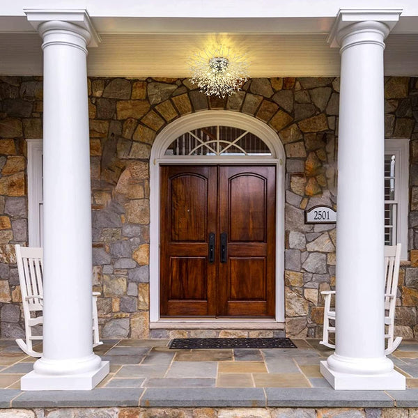 English Elm Crystal Flush Mount Ceiling Light - Modern Sputnik Inspired Design For Bedrooms, Hallways, And More! W2738P185411