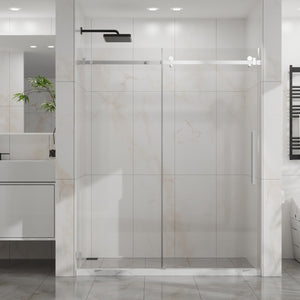 English Elm Goodyo Frameless Sliding Shower Door, 60" X 72" With 6Mm Tempered Glass & Easy-Clean Chrome Hardware D163118743