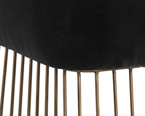 Sunpan Gala Dining Armchair - Rustic Modern Design with Comfortable Seat and Antique Brass Base for Any Space Shadow Grey