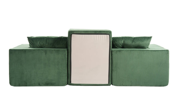 English Elm 101" Modular Cloud Sectional Corduroy Upholstered Sofa Reversible Chaise Living Room Green W1170S00055