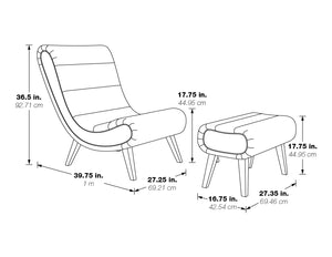 OSP Home Furnishings Hawkins Lounger with Ottoman White