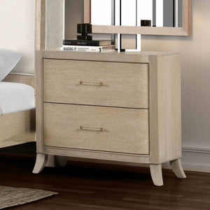 English Elm Transitional Oak Veneer Nightstand with Usb Charging Dovetail Drawers Acrylic Pulls B2741P435317