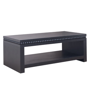 English Elm Modern Black Coffee Table With Beaded Trim – 52" Stylish Storage Solution For Contemporary Living Spaces W2729P298165