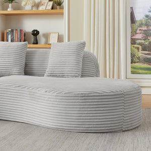 English Elm Contemporary Corduroy Compressed Upholstered Curved Sectional Sofa with Spring Cushions, No Assembly Required, Chic Lounge Appeal LIGHT GREY W2339S00059