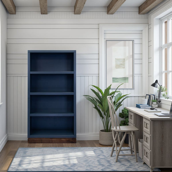 English Elm Nora Modular 60" High Bookshelf – Fully Assembled Two-Tone Alder & Poplar Shelving for Stylish Storage Blue B108P345203