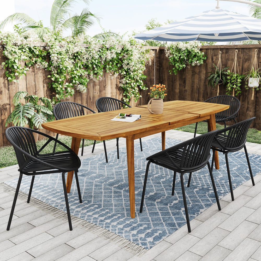 English Elm Christopher Knight Home® - Patio Ergonomic Stackable Dining Chairs with Breathable Cutout Backs, Metal Legs, 300lb Capacity Black N768P192555K
