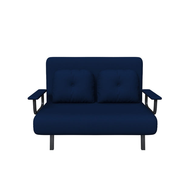 English Elm 46" Wide Corduroy Sleeper Sofa Bed Convertible Folding Chair for Two with Adjustable Backrest Blue W2700P431035