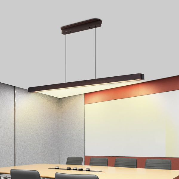 English Elm 51-inch Walnut Wood Linear Led Pendant Tunable Warm Light for Dining or Kitchen W1340P264189