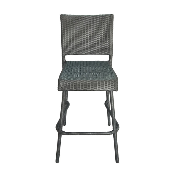 English Elm Christopher Knight Home® - 29" Outdoor PE Rattan Armless Barstools Set of 2 – Durable Woven Patio Seating with Curved Comfort Footrest Grey 59265.00GRY
