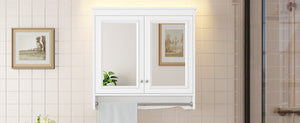 English Elm 3-in-1 Wall Mounted Medicine Cabinet with Soft Close Door Adjustable Shelves and Towel Bar White N710P405415K
