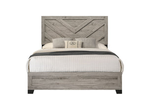 English Elm Mari Contemporary Queen Bed Frame in Gray Wood Finish with 10" Clearance, 220lb Capacity, Slat Support Light Gray 48.3 L x 34.3 W x 19.3 H B2726S00448