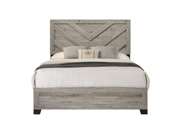 English Elm Mari Contemporary Queen Bed Frame in Gray Wood Finish with 10" Clearance, 220lb Capacity, Slat Support Light Gray 48.3 L x 34.3 W x 19.3 H B2726S00448