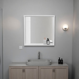 English Elm Medicine Cabinet White 23.6" H with Mirror & Single Shelf, Eco-Friendly Engineered Wood, Compact Storage B097P395879