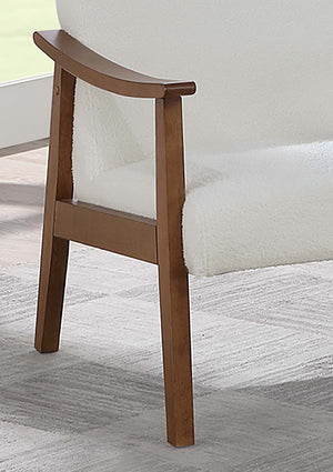 English Elm Stylish Mid-Century Faux Leather Accent Chair with Wooden Frame, Sloped Arms and Padded Seat White 27 L x 13 W x 23 H B011P369875