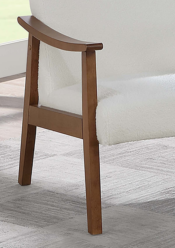 English Elm Stylish Mid-Century Faux Leather Accent Chair with Wooden Frame, Sloped Arms and Padded Seat White 27 L x 13 W x 23 H B011P369875