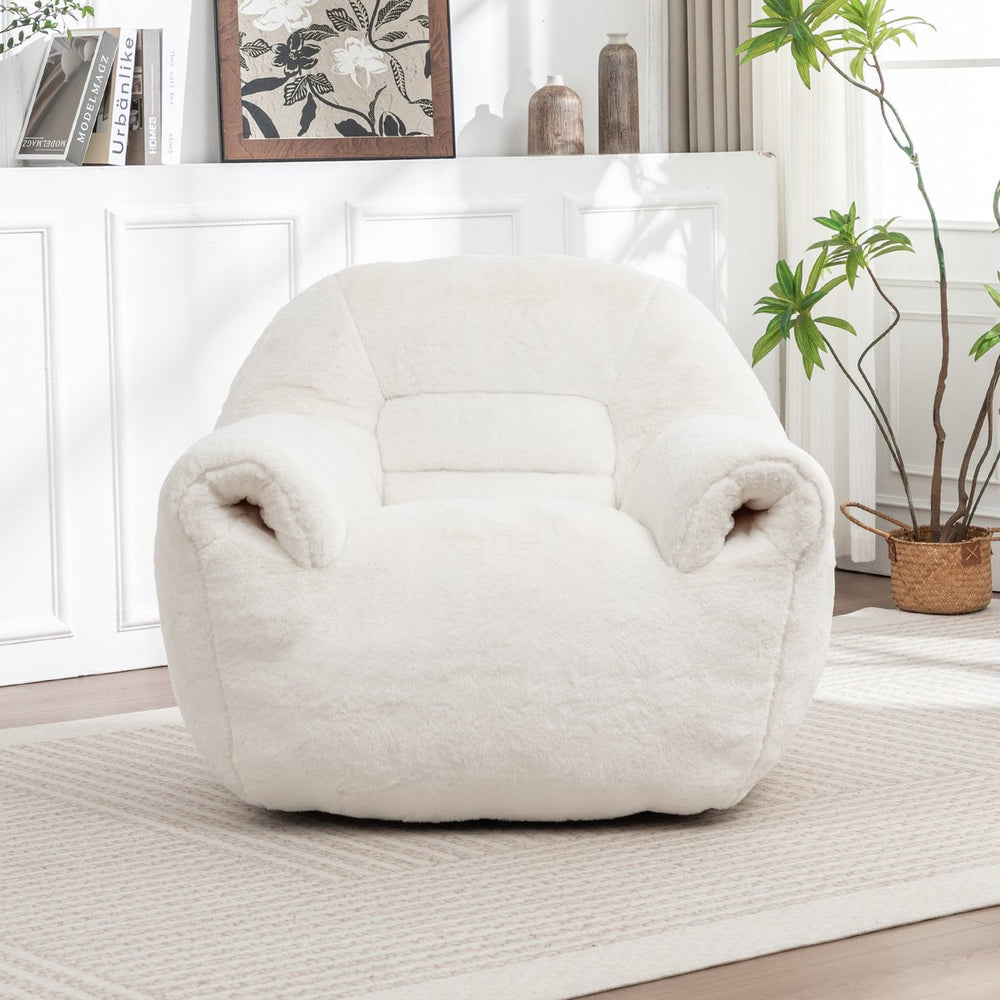 English Elm Bean Bag Chair - Plush Faux Fur Sofa With Back Support, Lightweight & Stylish Seating For All Ages W2200P326887