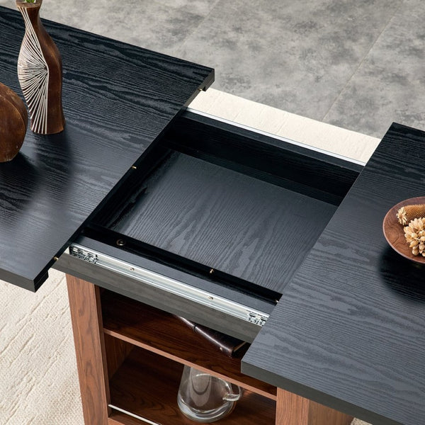 English Elm An Extendable Mdf Dining Table with Open Shelf Storage Seats up to Eight Black,Walnut W1151S04668