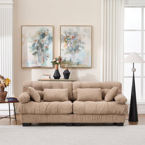 English Elm Cloud Modular Sectional Sofa Deep Seat Flannelette Upholstered Living Room Couch Light Brown W2120S00018