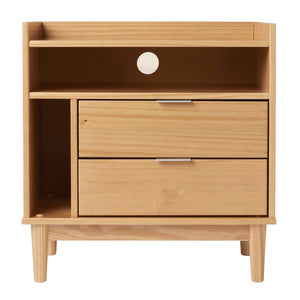 English Elm Walker Edison - Mid-Century Modern Solid Wood 2-Drawer Gallery Nightstand – Natural Pine