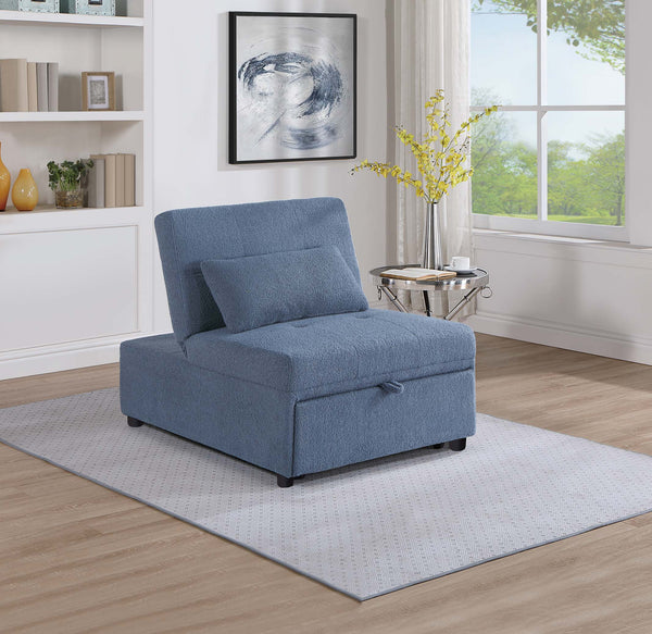 English Elm Convertible Sofa with Pull-Out Bed, Sleek Armless Sherpa Upholstery, Cozy Plush Pillow Included Blue Gray 45 L x 33 W x 17 H B089P240524