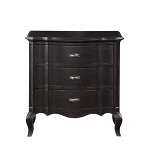 English Elm Chelmsford Antique Black Nightstand with 3 Drawers, Dovetail Joints, Felt-Lined Top & Cabriole Legs B2726P256324