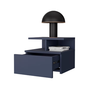 English Elm Nightstand with 1 Drawer and 3 Open Shelves, Compact Alby Finish for Stylish, Organized Bedrooms Blue 19.29 L x 18.5 W x 4.72 H B097P395894