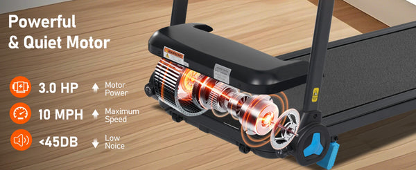 English Elm Treadmill Foldable Home Gym with 3hp Motor Incline Cushioned Belt and Bluetooth Speaker N728P337620B