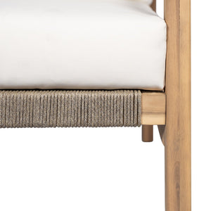 English Elm Outdoor Acacia Wood Rope Club Chair with Cushion for Coastal Patio Comfort N772P415592T
