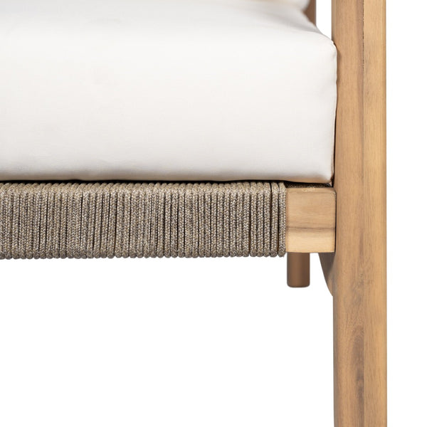 English Elm Outdoor Acacia Wood Rope Club Chair with Cushion for Coastal Patio Comfort N772P415592T